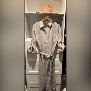 Finley Agatha Dress
NWOT White washed linen shirt dress Taupe Size S